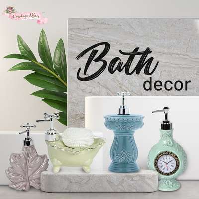 Enhance your bath space with decor that's a perfect blend of elegance and timeless charm. Our liquid soap dispenser collection is designed to evoke smiles and add a touch of luxury to your daily rituals.

#avintageaffair #vintagedecor #bathdecor #bathessentials #soapdispenser #floralpatterns #turquoise #pastelcolor #elegantlook #sleekdesign #bathroomdecor #aestheticlook #variety #organizedlifestyle #luxurybathroom #beautifulspace #homestyling #newarrivals #shopnow #decorshopping