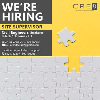 Are You The One? Come And Join Us.
#wearehiring #siteengineer #sitesupervisor #architecturekerala #architectureldesigns #kerala_architecture #architecturaldesigner  #InteriorDesigner #constructionsite #ContemporaryDesigns