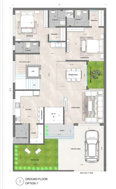 Ground floor plan east facing beautiful house plan