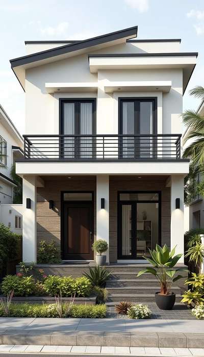 Duplex Villa Plan Modern design 3D Front elevation