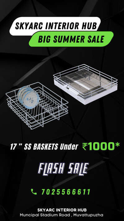 High quality, SS Kitchen Cabinet baskets  at best price 

 ▫️SKYARC INTERIOR HUB, 
📍Muncipal Stadium Road ,Muvattupuzha.
📞+91 7025566611,+91 7025566644