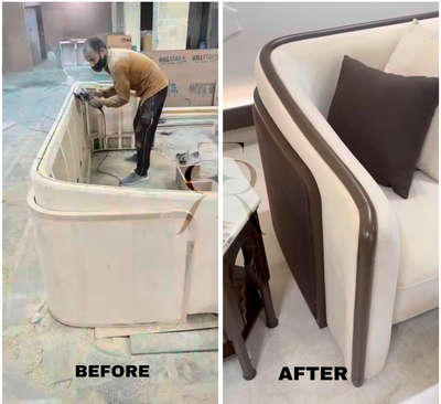 Handcrafted solid wood frame structure for durability and stability with reinforced joints for strength and longevity upholstered with high density foam cushioning in premium fabric for a luxurious look and feel with sleek double layered shape for a modern and elegant touch.

#furnituredesign #InteriorDesigner #interiordesign  #bespokefurniture #budgetdesign #luxuryinteriordesign #delhiinteriordesigner #gurugram #gurgaondesigner #gurgaon #bestinteriordesigner #bestinteriordesign #luxuryfurnituredesign