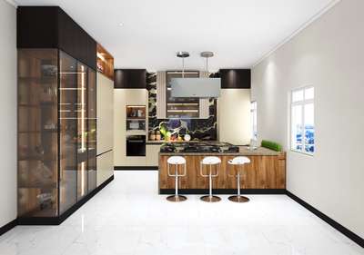 #KitchenIdeas  #LargeKitchen  #HouseDesigns  #FlooringTiles  #breakfast_counter  #GlassDoors