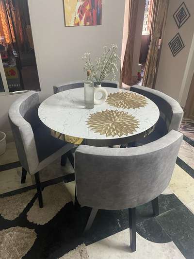 VIKINTERIO Space Saving Round Dining Table Set Shop Now visit our website at www.vikinterio.com or call us at 7878226034 #DiningChairs #RectangularDiningTable #RoundDiningTable #DiningTable #DiningTableAndChairs #furnitures #furnituremaker #ModularFurnitures #furniturestore