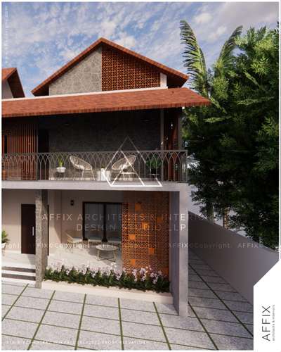 Where strong lines meet soft light. This elevation balances bold, modern forms with the delicate artistry of a stone jali wall—blending strength with elegance, and privacy with beautiful shadowplay. Designed not just to be seen, but to be felt every time you come home. #Architect  #architecturedesigns  #Architectural&Interior  #architectsinkerala  #best_architect