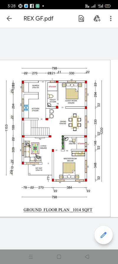 4 Bed room design ;Total sq ft -1700 sq ft