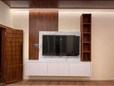 TV unit Marine ply 710 grade glossy Mica wooden panelling square feet 1000 only labour + 


material  #tvunitinterior
