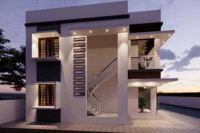 3D Exterior Elevation  #KeralaStyleHouse  #ContemporaryHouse  #homedesignideas  #nightview  #budgethouses  #architecturedesigns