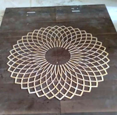 Mother of pearl stone inlay handicraft in wooden door