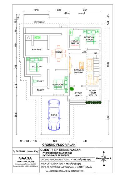 Renovation For Sir. Sreenivasan #HouseDesigns , #FloorPlans , #vastu , #2DPlans , #2000sqftHouse , #1000SqftHouse , #3BHKPlans