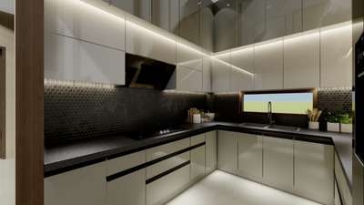 New kitchen interior with unique design.. follow ume guyz 
 #LShapeKitchen #InteriorDesigner #KitchenInterior