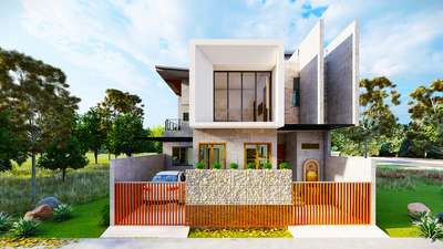 Realistic 3D Modern house elevation design by Mejahaus Architects
 #modernhousedesigns  #ElevationDesign  #3delevations #3Dexterior #architecturedesigns