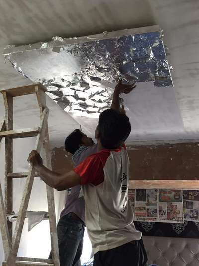 silver leafing work at ceiling

 #ceiling
 #silver