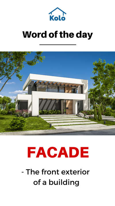 Today's construction word of the day - Facade
Ever heard of this term? 🤔

Learn new words pertaining to home construction with our Word Of The Day series on Kolo Ed 🙂👍🏼

Learn tips, tricks and details on Home construction with Kolo Education.

If our content helped you, do tell us how in the comments ⤵️

Follow us on @koloeducation and to learn more!!! 

#education #architecture #construction #wordoftheday #building #interiors #design #home #exterior #expert #koloeducation #wotd #facade