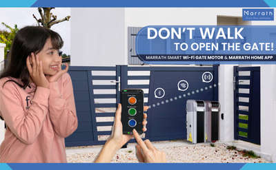 #gateautomation #smartgates Automatic Smart Gate System
Marrath Smart Wi-Fi Gate Motor is a unique addition to the world of technology that brings you greater convenience for your main gate system. It helps you to control your gate opening and closing without having to touch it. With the help of remote control or smart switch or Marath Home APP, you can now open the gate. Further, this gate system can also be controlled and shared with multiple family members you deem important.
Time to Automate Your Gate
Control Gate With Mobile
With Marrath Smart Home, bring the best advancement into your home. Be it the lights or appliances, or gate you can control everything with your fingertips. Download the Marrath Home APP to schedule the opening/closing of your existing gate every day. Everyone loves the convenience and enhanced security of Marrath’s automated gate system.
Smart Wi-Fi Gate Motor
Remote and smart touch
Automatic detection 
Marrath Home App 
voice control 
weatherproof motors