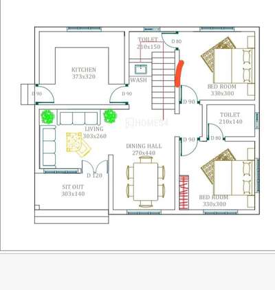 2bhk                                              sqft 880                   location:kannur               #2DPlans #groundfloor #groundfloorplan