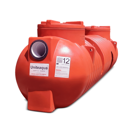 Lldpe septic tank from United aqua polymers.Featured here is the 12 flush septic tank. Available from 12 flush upto 100 flush , volume from 600 litres upto 3300 litres. www.unitedaqua.in 944  /70/ 82896