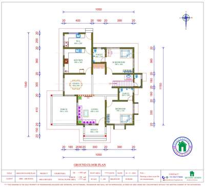 11 Cent വസ്തുവിൽ carporch ഉൾപ്പെടെ 2562 sqft വിസ്തീർണ്ണത്തിൽ  4BHK ഓടു കൂടിയ വടക്ക് ദർശത്തിലുള്ള വീടിൻ്റെ പ്ലാൻ