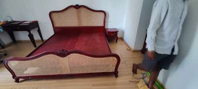 French style bed .... Teakwood frame with cane work
