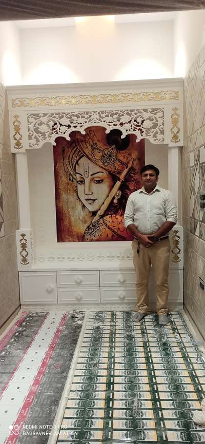 #4d Shree Krishna Designer Modern Corian Mandir with SS Enlaey work with LED lights# #9711785151#