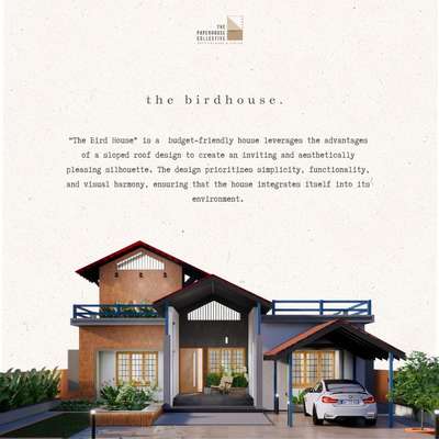 Project - Birdhouse
Location - Kasaragod
Built Up Area - 1500 sq.ft
Site Area - 6500 sq.ft

“The Bird House” 🐦🏠 is a  budget-friendly house leverages the advantages of a sloped roof design to create an inviting and aesthetically pleasing silhouette. The design prioritizes simplicity, functionality, and visual harmony, ensuring that the house integrates itself into its environment.

🏷️:
 #exteriordesigns #architecturedesigns #exterior_Work #3d #HouseDesigns #lowbudgethousekerala #MixedRoofHouse