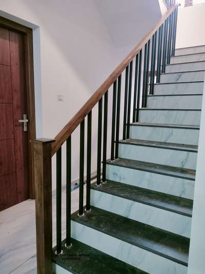 ms wooden handrail teak wood  #Woodenhandrail  #mssteelfabrications  #GlassHandRailStaircase