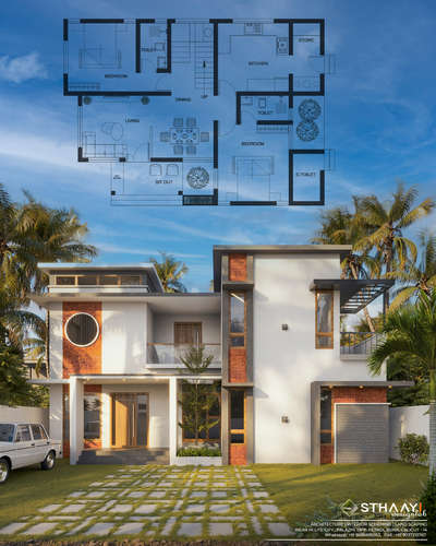 Beautiful 1653 sqft Budget Home Exterior with plan 🏠🏡3BHK 🏕🏠 Design: @sthaayi_design_lab
GROUND FLOOR 
Sitout
Living
2Bedroom 2attached 1C-toilet
Dining 
Kitchen 
Store room 
C-Toilet 

FIRST FLOOR 
1Bedroom 1attached 
Bedroom bathroom 
C-Balcony 
.
.
.
.
.

#khd #keralahomedesigns
#keralahomedesign #architecturekerala #keralaarchitecture #renovation #keralahomes #interior #interiorkerala #homedecor #landscapekerala #archdaily #homedesigns #elevation #homedesign #kerala #keralahome #thiruvanathpuram #kochi #interior #homedesign #arch #designkerala #archlife #godsowncountry #interiordesign #architect #builder #budgethome #homedecor #elevation #plan