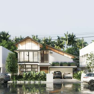 Incline 22°
Client - Mr. Paul Joshy
Site location - Kollam, Kerala
Site area - 7 Cents
Built up area - 3,147 Sqft
Structural design - Bijoy V Alumkal

The site is located in an urban context with limited land.The client wants a comfortably designed house that suits the climate of the region. Tropical architecture is used to design the house. To maintain the harmony, a composition of flat and sloped roofs is used in the design. Each space is carefully designed with the client's needs moreover, sufficient space is given for landscape so that we can balance the harmony between built structure and nature.
#HouseDesigns #house_planning #LandscapeDesign #InteriorDesign #projectmanagement