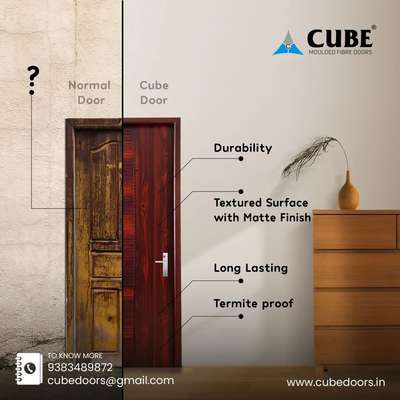 Transform your home with Cube FRP! Unbeatable toughness with monolithic casting, high-impact strength, and corrosion resistance, combined with inbuilt fire retardant and termite-proofing for lasting protection.

#cube #cubedoors #FRPDOOR #frpdoors #FRP