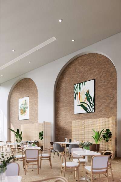 double height cafe area with arches and traditional brick pattern...
 #archidyll 
 #FloorPlans  #IndoorPlants  #HouseDesigns  #Architect  #3d  #renderlovers  #Real  #koloapp  #trending  #best