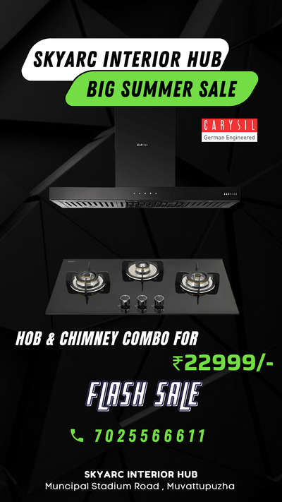 CARYSIL HOB and CHIMNEY in Best Deal .

 ▫️SKYARC INTERIOR HUB, 
📍Muncipal Stadium Road ,Muvattupuzha.

Call for more details..
📞+91 7025566611,+91 7025566644

#hob #chimney #keralainterior #KitchenInterior #keralakitchen #KitchenCabinet #stovekitchen