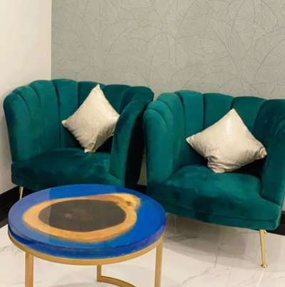 epoxy tea table with golden frame