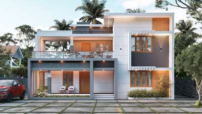 #1800 Sqft 3D Exterior views @Karunagapally