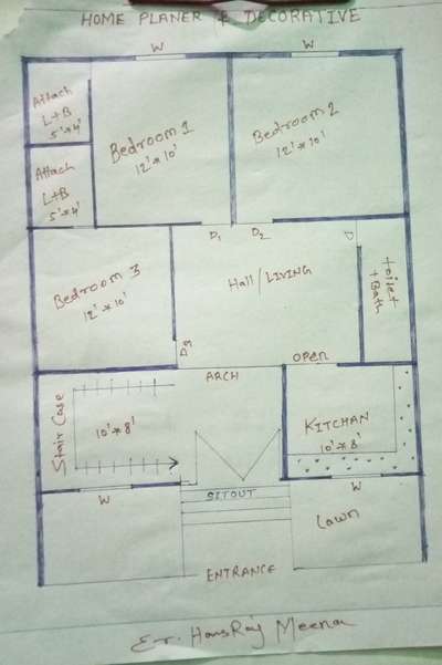 3 BHK HOME PLAN 30*40
VISIT MY YT CHANNEL 
HOME PLANNER & DECORATIVE