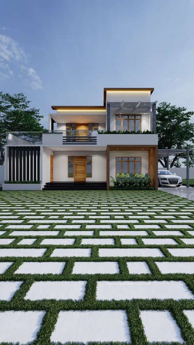 Exterior Elevation 💫
.
.
.
.
 #3d  #render3d  #ElevationDesign  #LandscapeIdeas  #Interlocks  #exteriors  #HouseDesigns  #keralastyle
