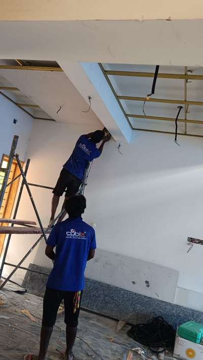 false ceiling. / gypsum ceiling   frame works on going