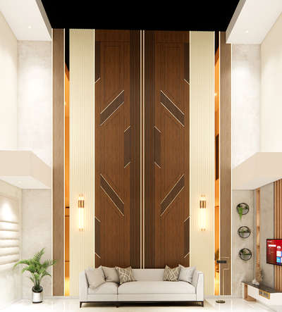 Double heighted Feature Wall Design #featurewalldesign #residentialinteriordesign #indoreinterior