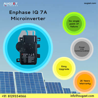 Micro Inverter - A next level technology. The high-powered smart grid-ready Enphase IQ 7A Micro™ dramatically simplifies the installation process while achieving the highest system efficiency for systems with 60-cell and 72-cell modules.

Peak output power 366 VA @ 240 VAC

* High power
* Easy to install
* Efficient and reliable 

 
#solarpower #greenbuilding #igbc
#enphase #renewableenergy #greennetwork #newhome #latesttechnology #homedesign #electricalengineering #sunpower #REC #hensel #augzetengineers 
#electricalengineering #HomeAutomation #sketup3d #mnre #subsidy