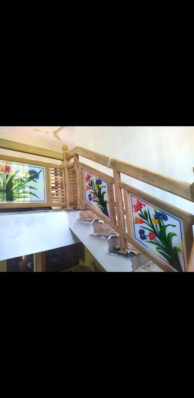 തേക്കിൻ തടിയിൽ തീർത്ത staircase
with glass etching
contact -8547941572