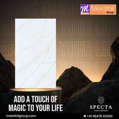 Add a touch of magic with SPECTA quartz surfaces from Melathil Hardwares! ✨ SPECTA offers stunning designs and unmatched durability, perfect for creating a luxurious and long-lasting look in your kitchen or bathroom. ✨

Visit Melathil Hardwares today and explore the SPECTA collection! ✨

#MelathilHardwares #SPECTAQuartz #QuartzSurfaces #Kochi #HomeDecor #LuxuryHome #KitchenDesign #BathroomDesign