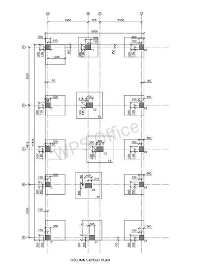 Grid mark of column layout plan