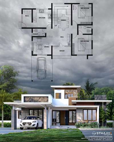 Beautiful Budget Home Exterior with plan 🏠🏡2BHK 🏕🏠 Credits: @sthaayi_design_lab
.
.
.
.
.
.

#khd #keralahomedesigns
#keralahomedesign #architecturekerala #keralaarchitecture #renovation #keralahomes #interior #interiorkerala #homedecor #landscapekerala #archdaily #homedesigns #elevation #homedesign #kerala #keralahome #thiruvanathpuram #kochi #interior #homedesign #arch #designkerala #archlife #godsowncountry #interiordesign #architect #builder #budgethome #homedecor #elevation #plan