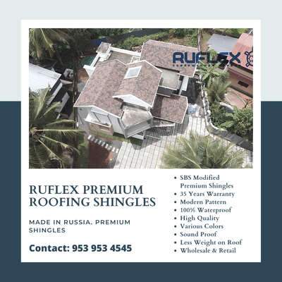 RUFLEX PREMIUM ROOFING SHINGLES.  MADE IN RUSSIA. WHOLESALE AND RETAIL.  CONTACT 953 953 4545