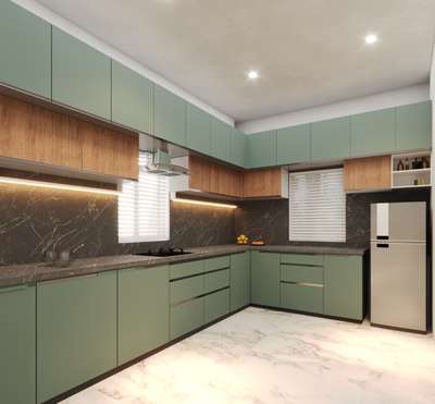 Kitchen design 
Tea green and black combination