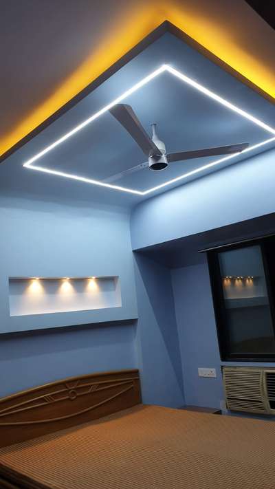 Light weight Gypsum Board false ceilings #bluedesingns  #Gypsum false ceiling  #Architectural&Interior  #homeinterior 
 #pratyagra_atelier  #GypsumCeiling  #designerceiling  #SmallRoom  #profilelight_  #bluedesingns