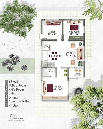 1300 sq.ft ground floor plan 
Follow for more : Sd studio 

#budgethome #sirajdesignstudio #2dfloorplan #minimalistic #constructionlife #HouseRenovation