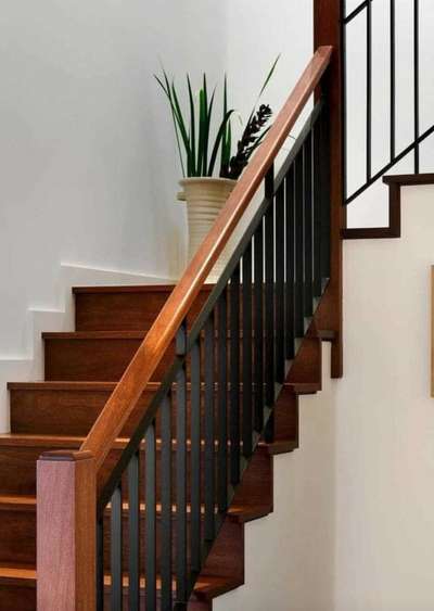 wooden iron staircase railing