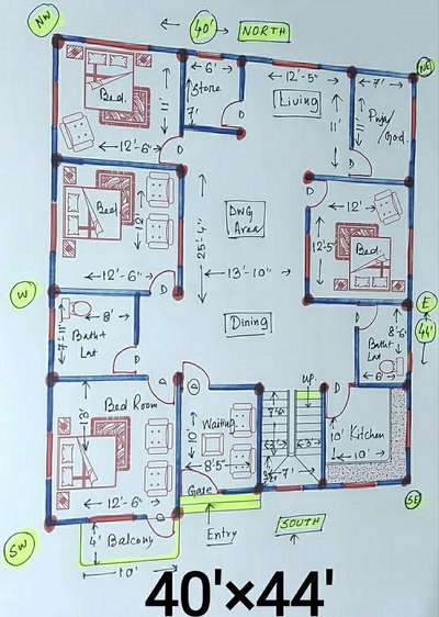 40*44 house floor plan layout design₹₹₹
 #40x44houseplan  #FloorPlans  #sayyedinteriordesigner  #sayyedinteriordesigns  #sayyedmohdshah  #floorlayout