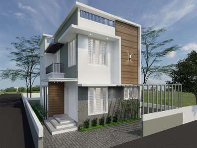 A house built in 1180sqr feet on a plot of 2.45 cents will cost around Rs.1800/- per sqr feet.
