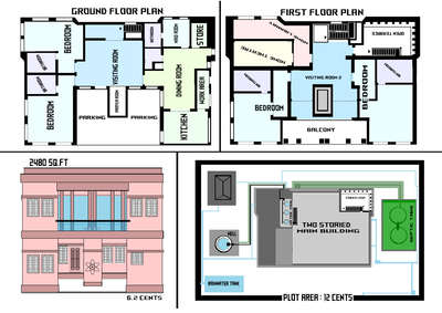 2480 ടqft ,two Storied building Plan.